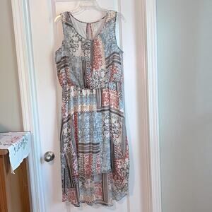 ⚡️ 3 for $30 ⚡️ Tacera Sleeveless Boho Print Hi-Low Dress, NWOT